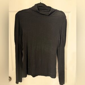 Silvergate Black Mock Turtleneck Top with puff sleeve size Large